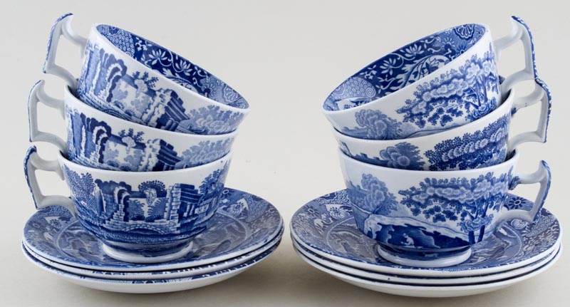 Teacups and Saucers Set of Six c1930s to 1950s